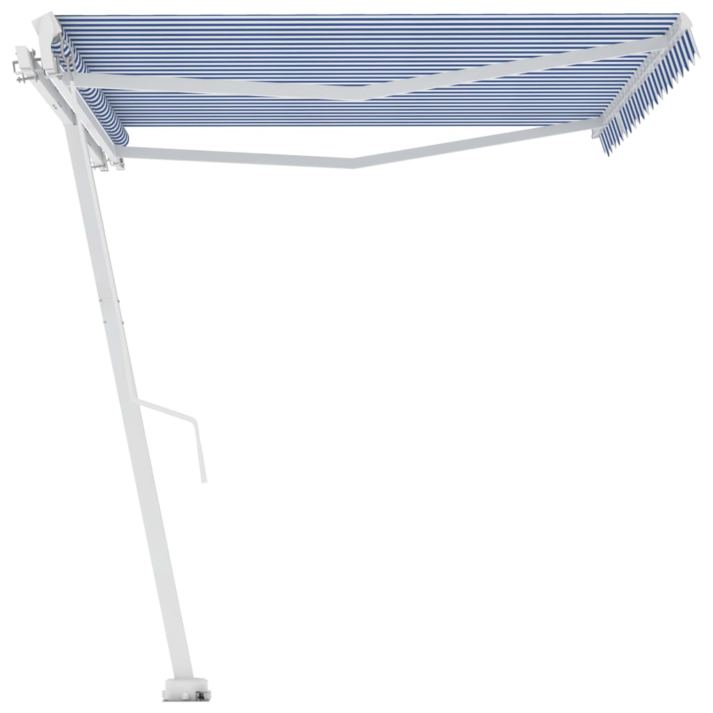 Freestanding Manual Retractable Awning 400x300 cm Blue/White- Window & Door Awnings - HomeShopIreland - Home Shop Ireland - Window & Door Awnings - Freestanding Manual Retractable Awning 400x300 cm Blue/White