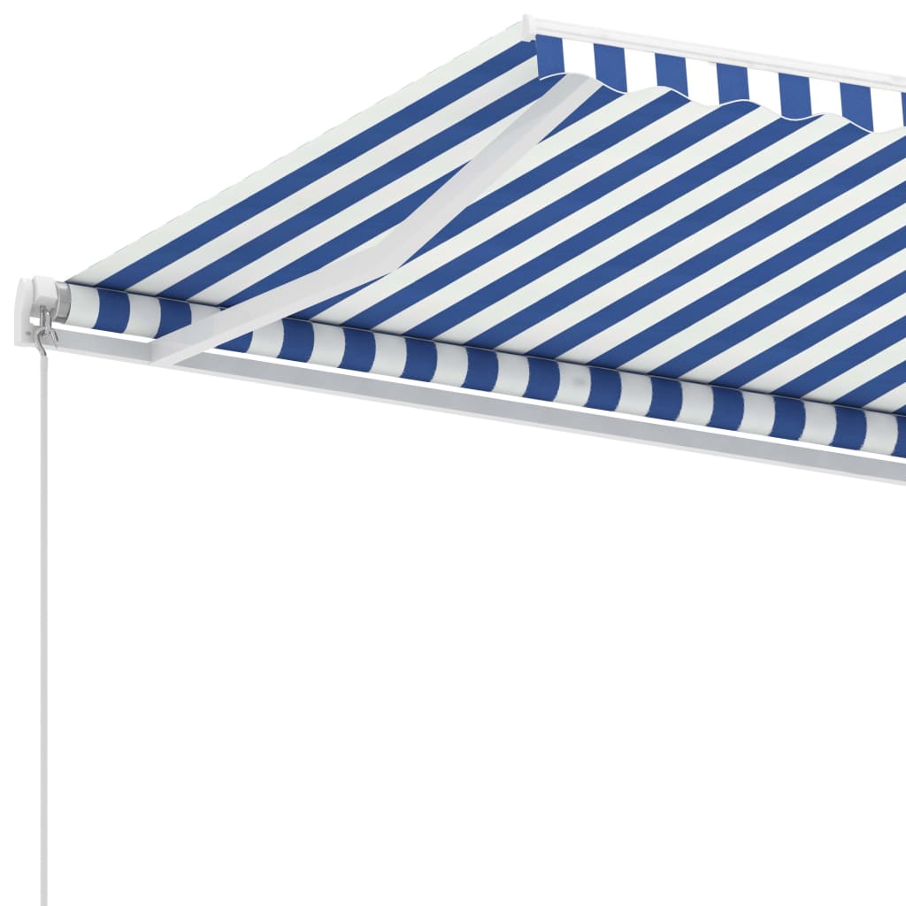 Freestanding Manual Retractable Awning 400x300 cm Blue/White- Window & Door Awnings - HomeShopIreland - Home Shop Ireland - Window & Door Awnings - Freestanding Manual Retractable Awning 400x300 cm Blue/White
