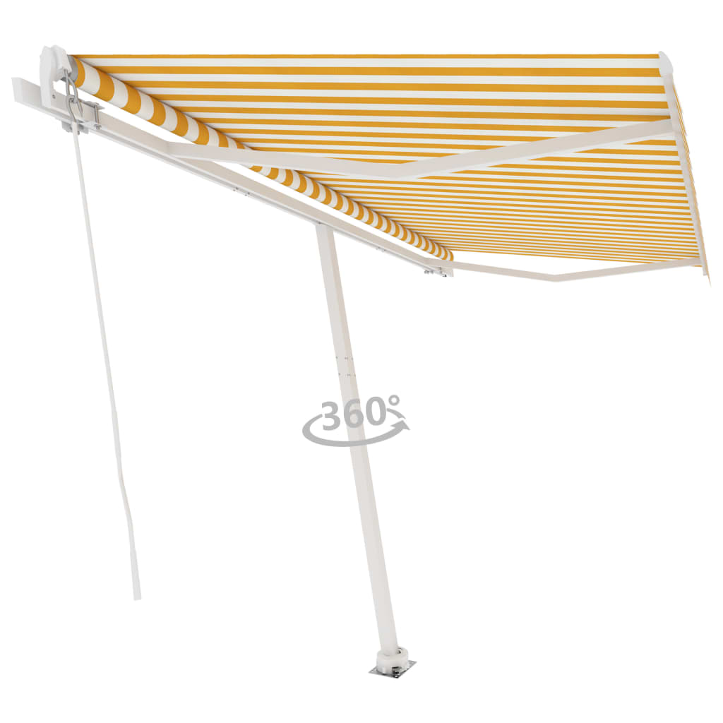 Freestanding Manual Retractable Awning 400x300 cm Yellow/White- Window & Door Awnings - HomeShopIreland - Home Shop Ireland - Window & Door Awnings - Freestanding Manual Retractable Awning 400x300 cm Yellow/White