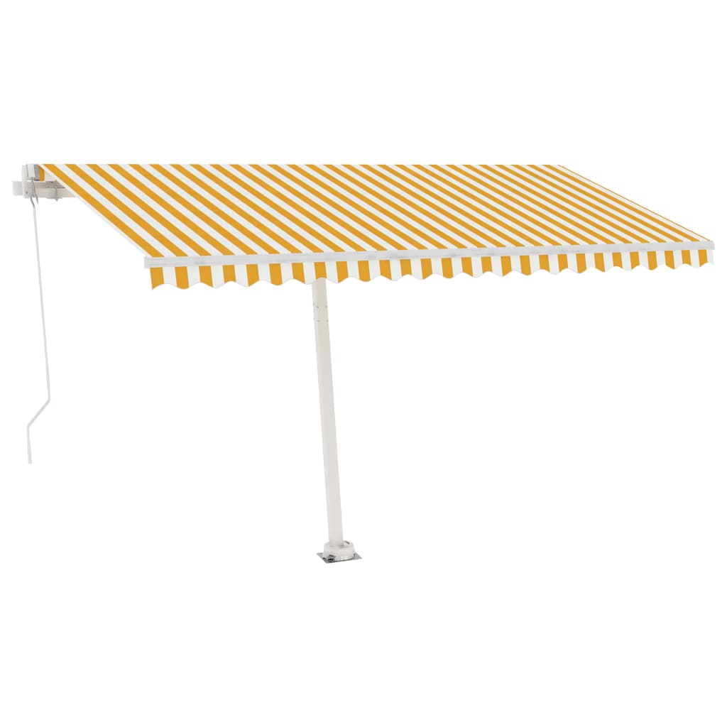 Freestanding Manual Retractable Awning 400x300 cm Yellow/White- Window & Door Awnings - HomeShopIreland - Home Shop Ireland - Window & Door Awnings - Freestanding Manual Retractable Awning 400x300 cm Yellow/White
