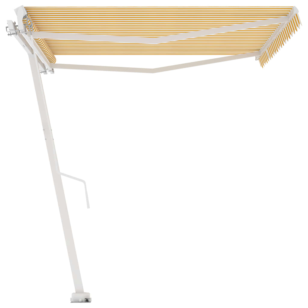 Freestanding Manual Retractable Awning 400x300 cm Yellow/White- Window & Door Awnings - HomeShopIreland - Home Shop Ireland - Window & Door Awnings - Freestanding Manual Retractable Awning 400x300 cm Yellow/White