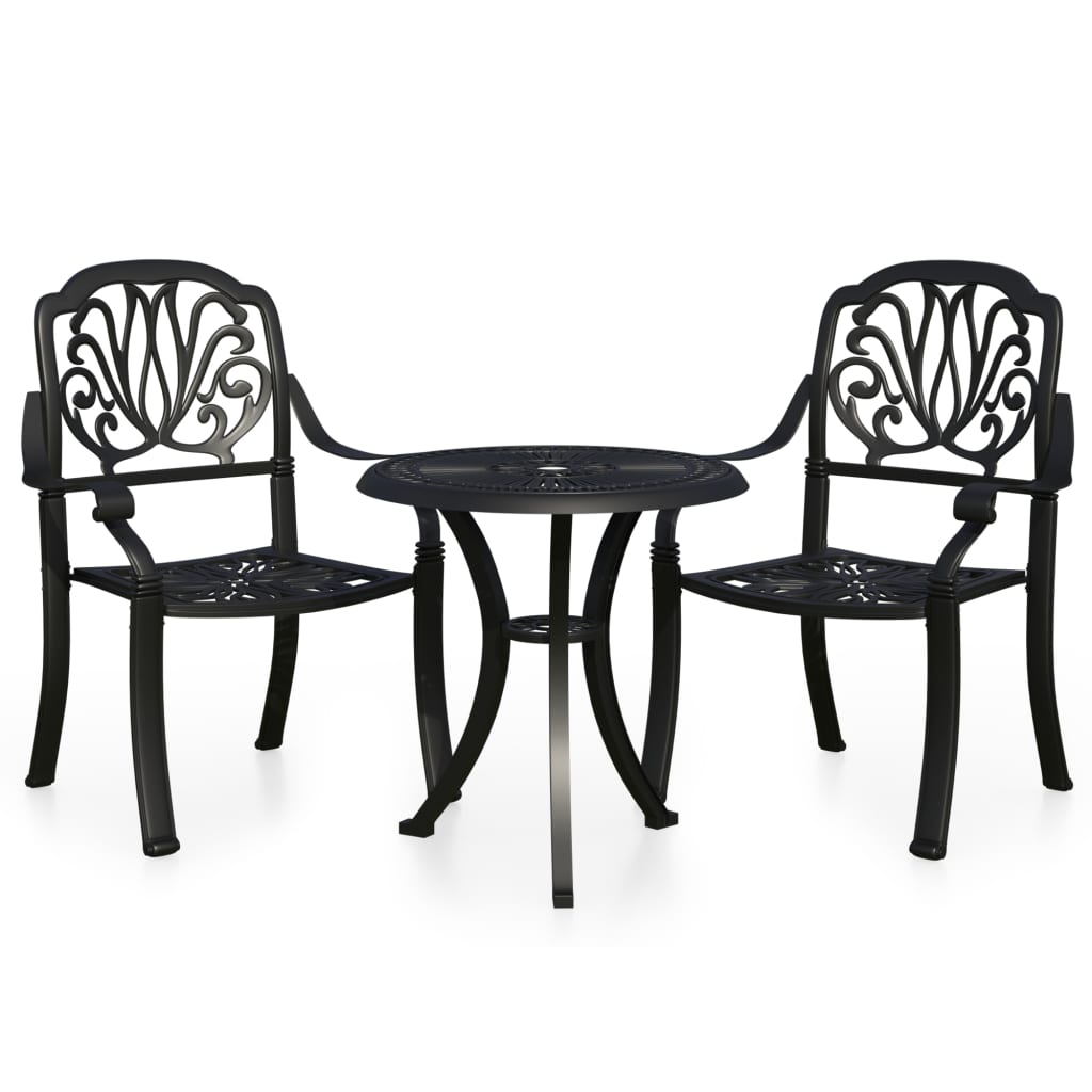 3 Piece Bistro Set Cast Aluminium Black- Outdoor Furniture Sets - HomeShopIreland - Home Shop Ireland - Outdoor Furniture Sets - 3 Piece Bistro Set Cast Aluminium Black