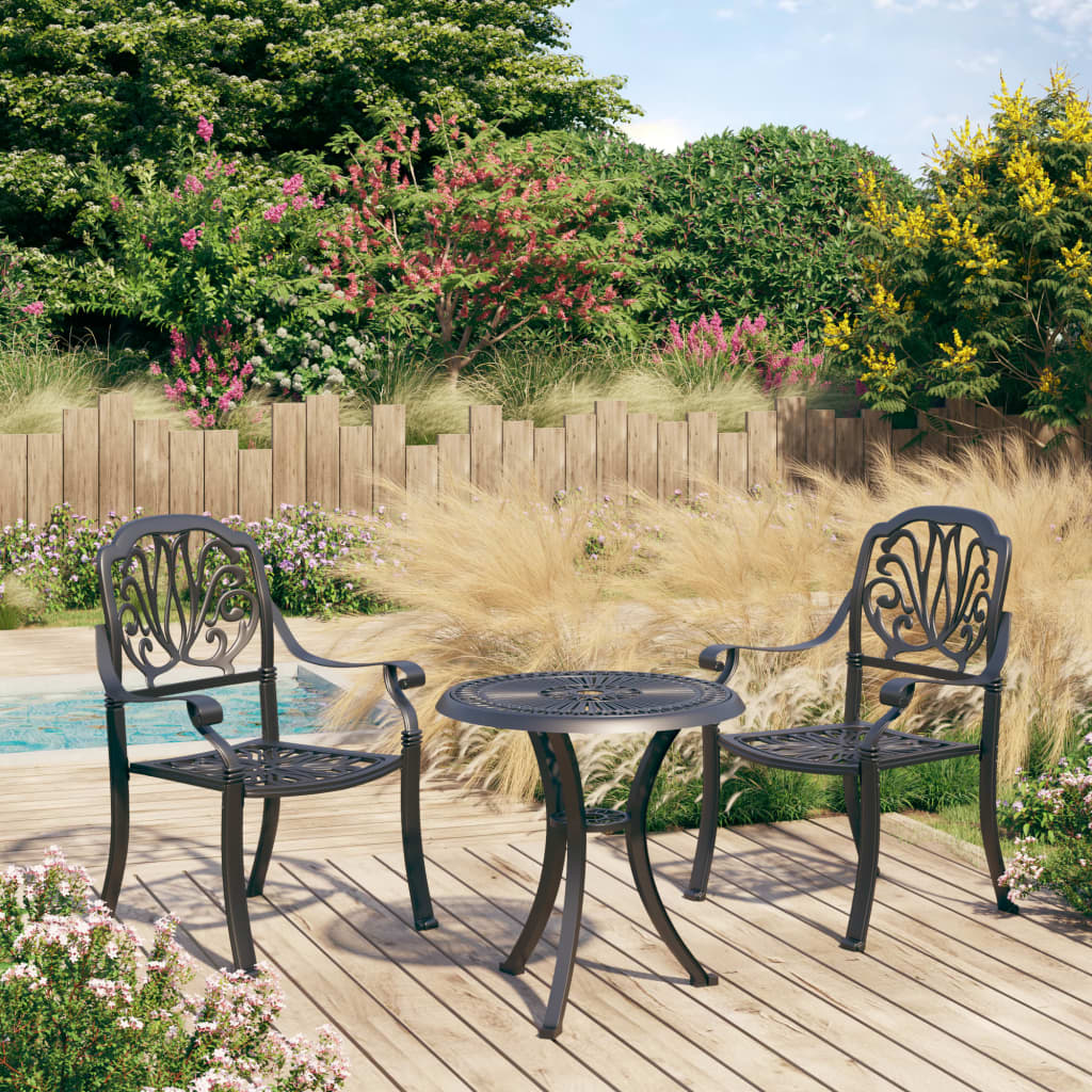 3 Piece Bistro Set Cast Aluminium Black- Outdoor Furniture Sets - HomeShopIreland - Home Shop Ireland - Outdoor Furniture Sets - 3 Piece Bistro Set Cast Aluminium Black