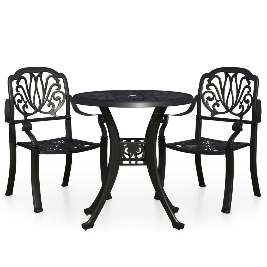 3 Piece Bistro Set Cast Aluminium Black- Outdoor Furniture Sets - HomeShopIreland - Home Shop Ireland - Outdoor Furniture Sets - 3 Piece Bistro Set Cast Aluminium Black