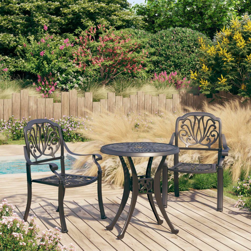 3 Piece Bistro Set Cast Aluminium Black- Outdoor Furniture Sets - HomeShopIreland - Home Shop Ireland - Outdoor Furniture Sets - 3 Piece Bistro Set Cast Aluminium Black