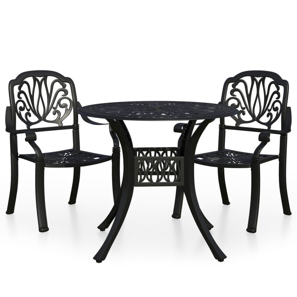 3 Piece Bistro Set Cast Aluminium Black- Outdoor Furniture Sets - HomeShopIreland - Home Shop Ireland - Outdoor Furniture Sets - 3 Piece Bistro Set Cast Aluminium Black