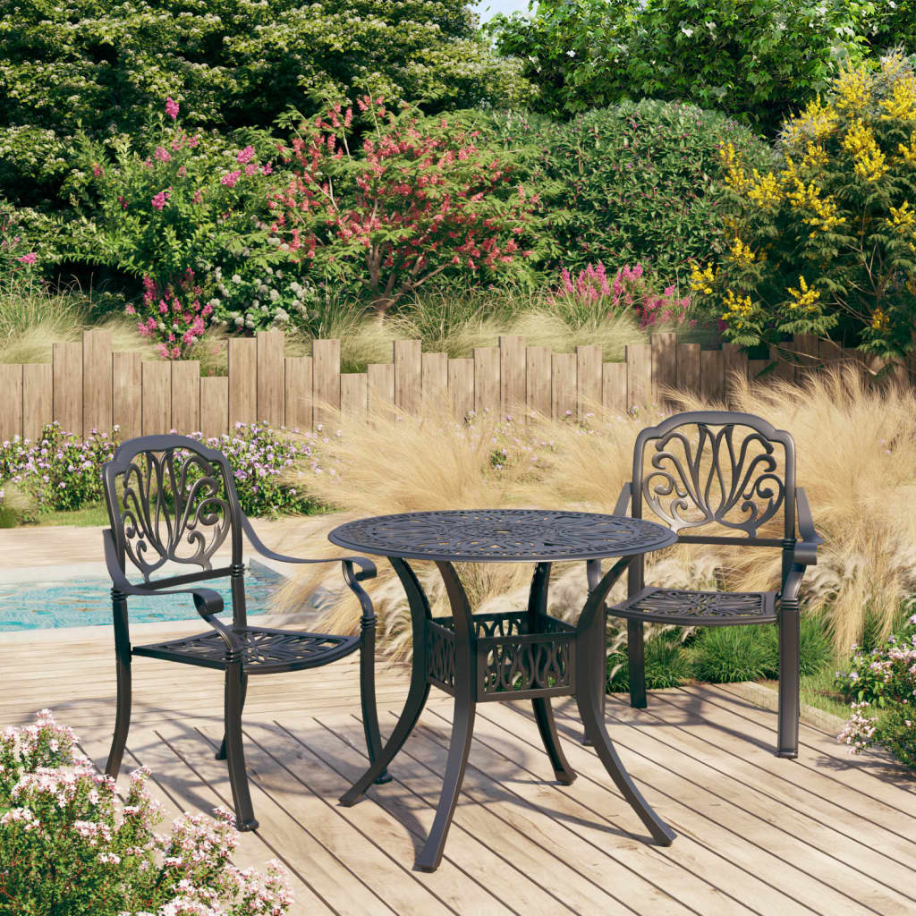 3 Piece Bistro Set Cast Aluminium Black- Outdoor Furniture Sets - HomeShopIreland - Home Shop Ireland - Outdoor Furniture Sets - 3 Piece Bistro Set Cast Aluminium Black