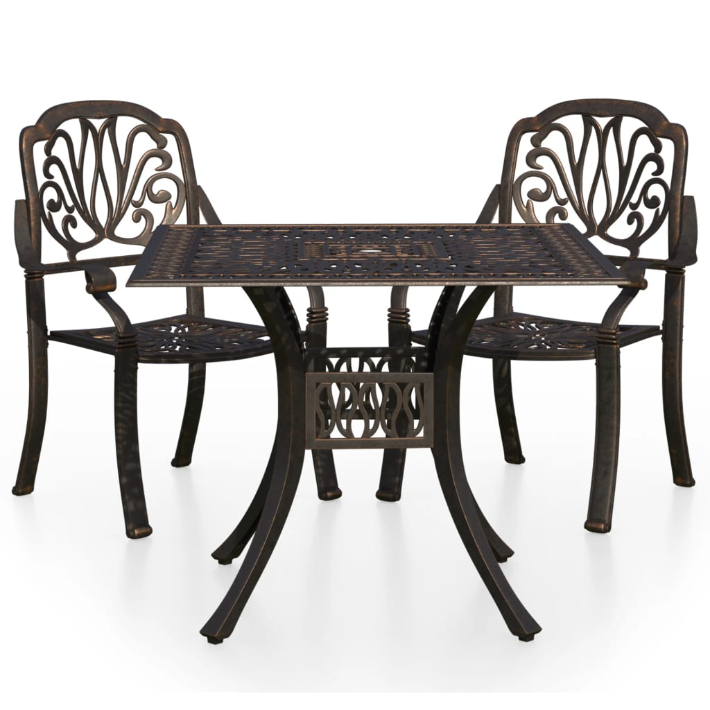 3 Piece Bistro Set Cast Aluminium Bronze- Outdoor Furniture Sets - HomeShopIreland - Home Shop Ireland - Outdoor Furniture Sets - 3 Piece Bistro Set Cast Aluminium Bronze