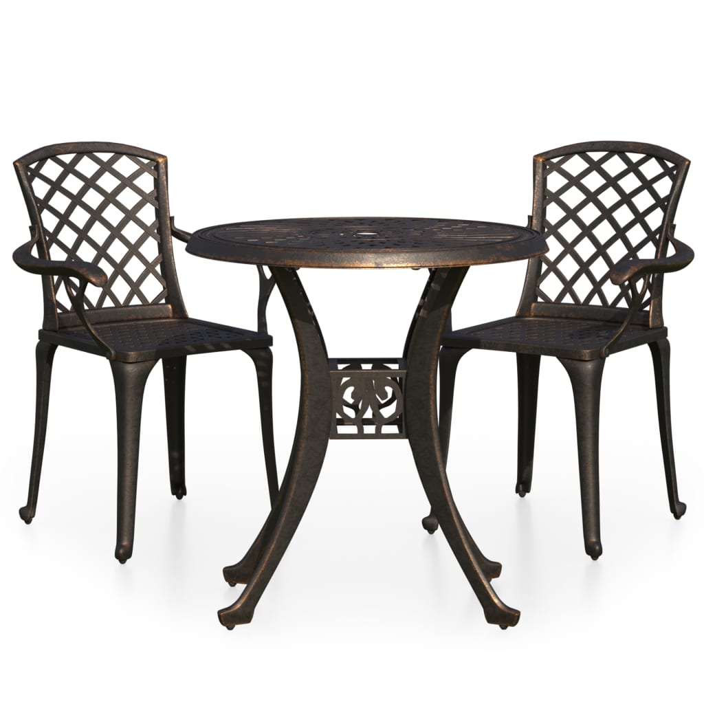 3 Piece Bistro Set Cast Aluminium Bronze- Outdoor Furniture Sets - HomeShopIreland - Home Shop Ireland - Outdoor Furniture Sets - 3 Piece Bistro Set Cast Aluminium Bronze
