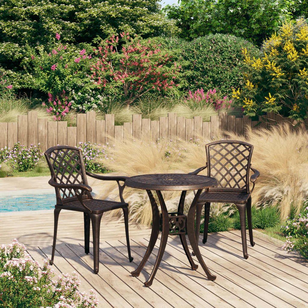 3 Piece Bistro Set Cast Aluminium Bronze- Outdoor Furniture Sets - HomeShopIreland - Home Shop Ireland - Outdoor Furniture Sets - 3 Piece Bistro Set Cast Aluminium Bronze