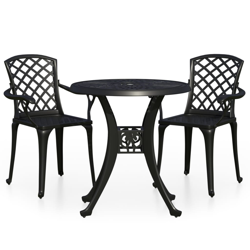 3 Piece Bistro Set Cast Aluminium Black- Outdoor Furniture Sets - HomeShopIreland - Home Shop Ireland - Outdoor Furniture Sets - 3 Piece Bistro Set Cast Aluminium Black