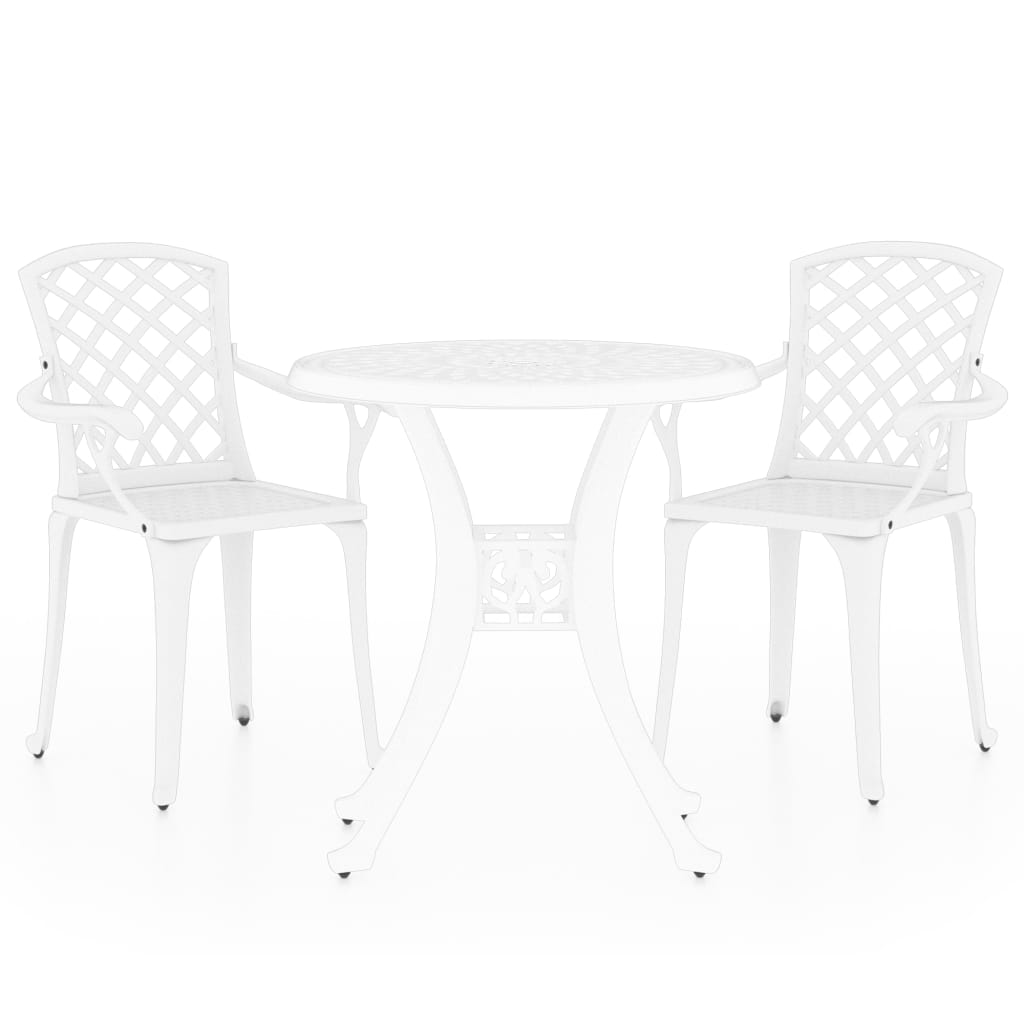 3 Piece Bistro Set Cast Aluminium White- Outdoor Furniture Sets - HomeShopIreland - Home Shop Ireland - Outdoor Furniture Sets - 3 Piece Bistro Set Cast Aluminium White