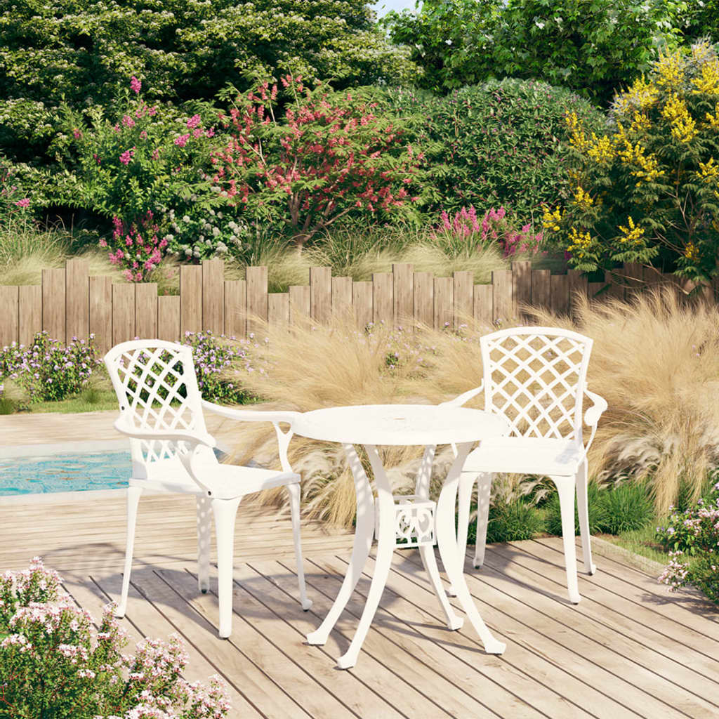 3 Piece Bistro Set Cast Aluminium White- Outdoor Furniture Sets - HomeShopIreland - Home Shop Ireland - Outdoor Furniture Sets - 3 Piece Bistro Set Cast Aluminium White