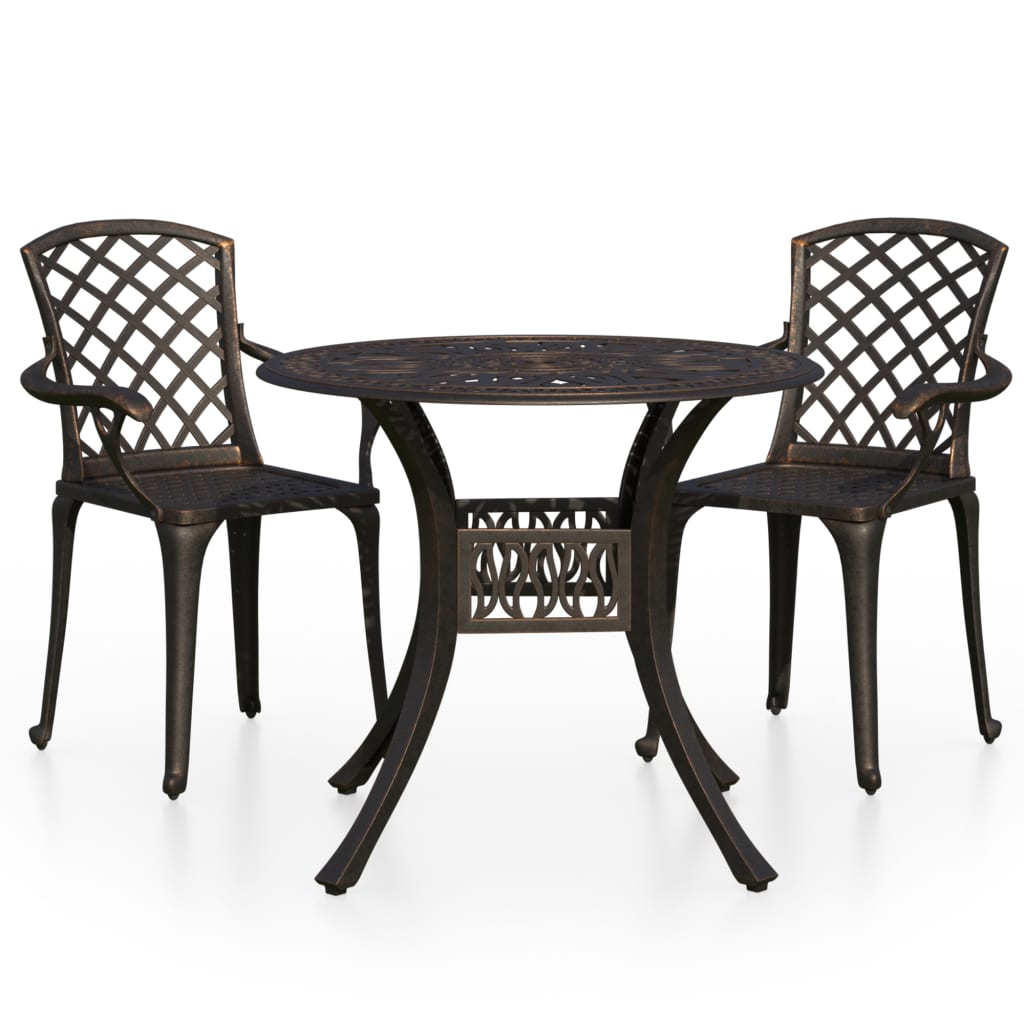 3 Piece Bistro Set Cast Aluminium Bronze- Outdoor Furniture Sets - HomeShopIreland - Home Shop Ireland - Outdoor Furniture Sets - 3 Piece Bistro Set Cast Aluminium Bronze