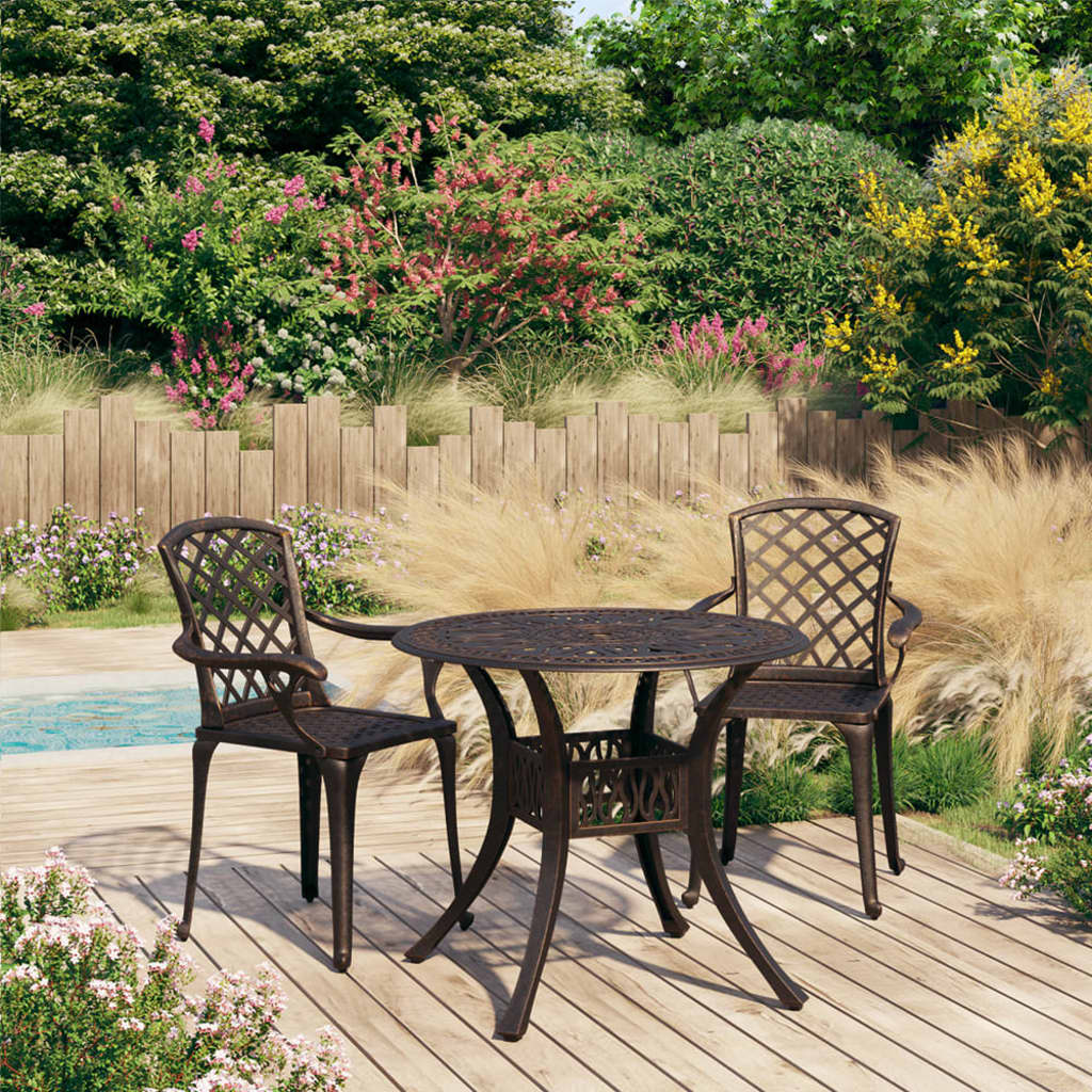 3 Piece Bistro Set Cast Aluminium Bronze- Outdoor Furniture Sets - HomeShopIreland - Home Shop Ireland - Outdoor Furniture Sets - 3 Piece Bistro Set Cast Aluminium Bronze