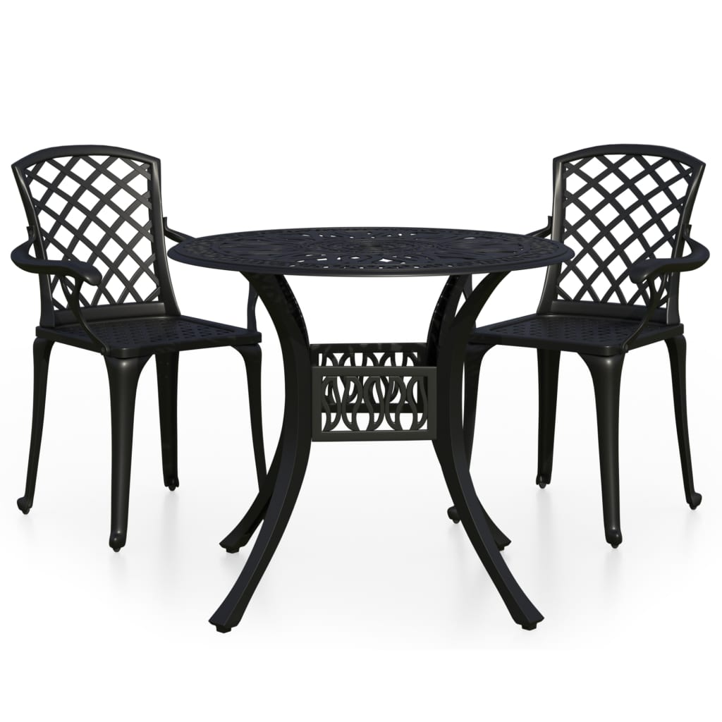 3 Piece Bistro Set Cast Aluminium Black- Outdoor Furniture Sets - HomeShopIreland - Home Shop Ireland - Outdoor Furniture Sets - 3 Piece Bistro Set Cast Aluminium Black