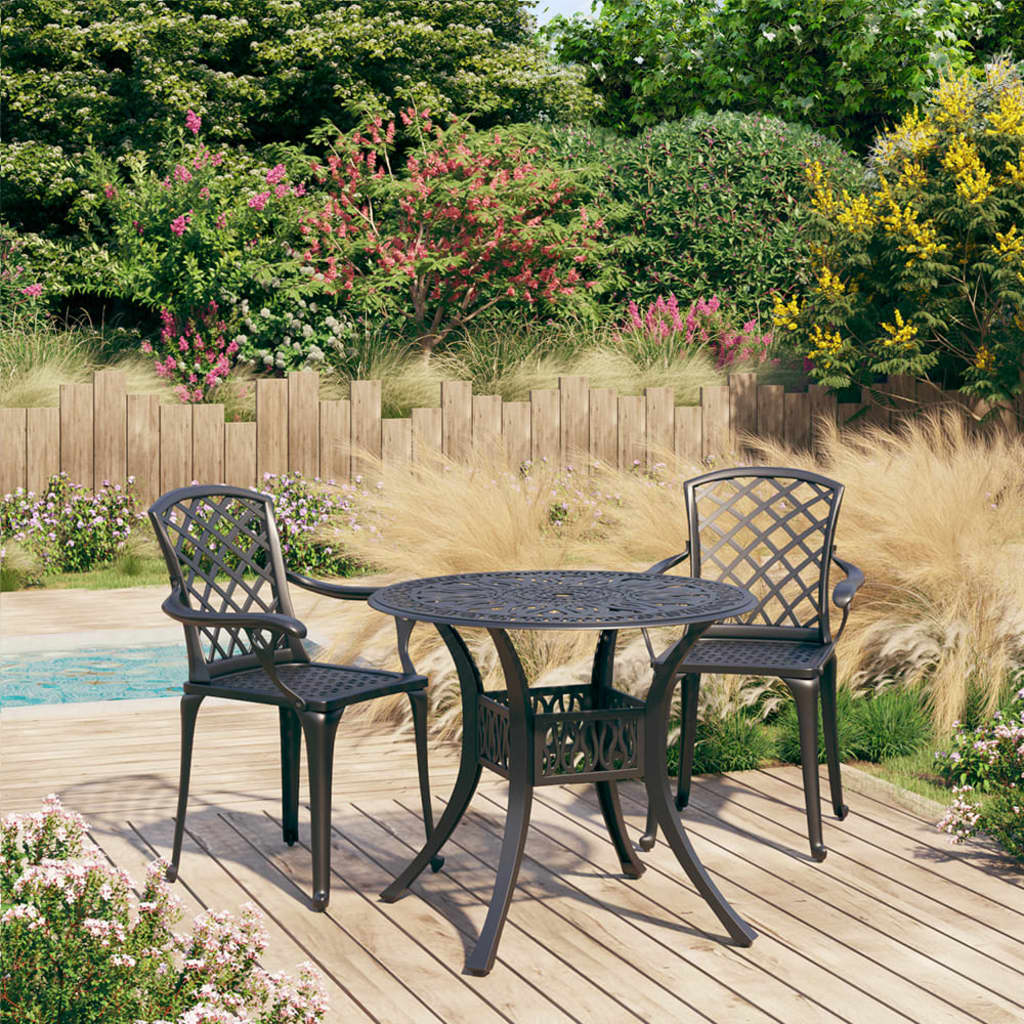 3 Piece Bistro Set Cast Aluminium Black- Outdoor Furniture Sets - HomeShopIreland - Home Shop Ireland - Outdoor Furniture Sets - 3 Piece Bistro Set Cast Aluminium Black