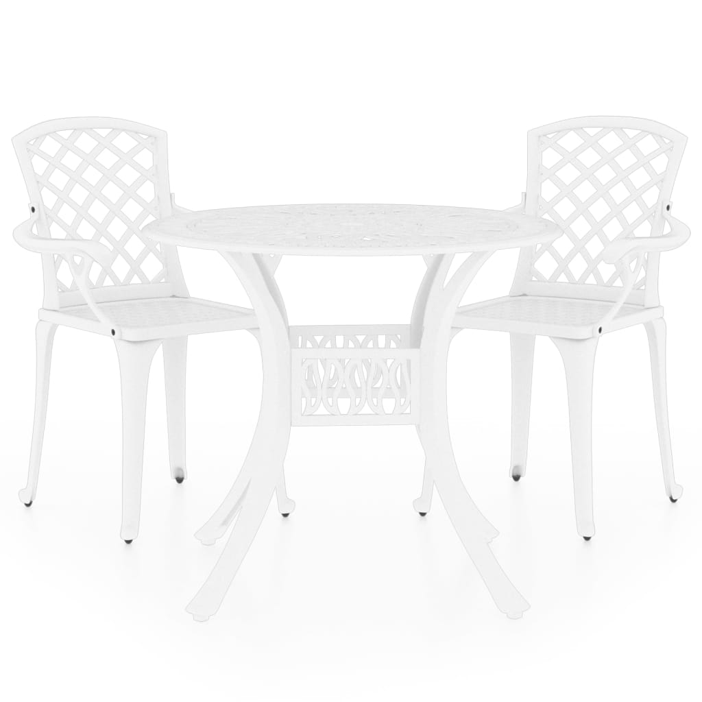 3 Piece Bistro Set Cast Aluminium White- Outdoor Furniture Sets - HomeShopIreland - Home Shop Ireland - Outdoor Furniture Sets - 3 Piece Bistro Set Cast Aluminium White