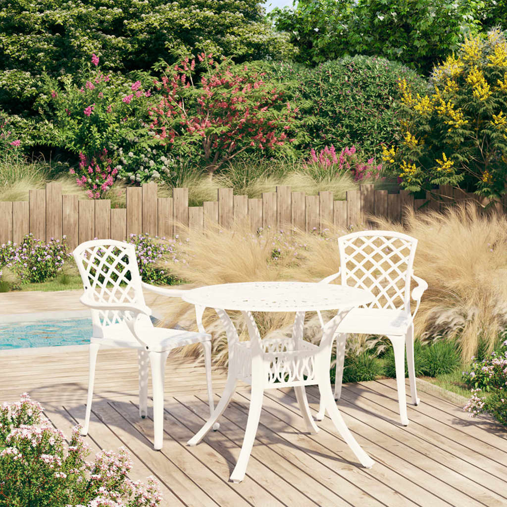 3 Piece Bistro Set Cast Aluminium White- Outdoor Furniture Sets - HomeShopIreland - Home Shop Ireland - Outdoor Furniture Sets - 3 Piece Bistro Set Cast Aluminium White