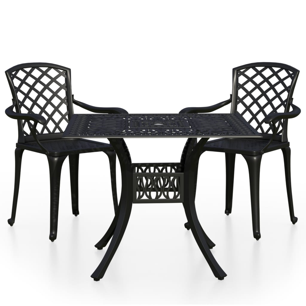 3 Piece Bistro Set Cast Aluminium Black- Outdoor Furniture Sets - HomeShopIreland - Home Shop Ireland - Outdoor Furniture Sets - 3 Piece Bistro Set Cast Aluminium Black