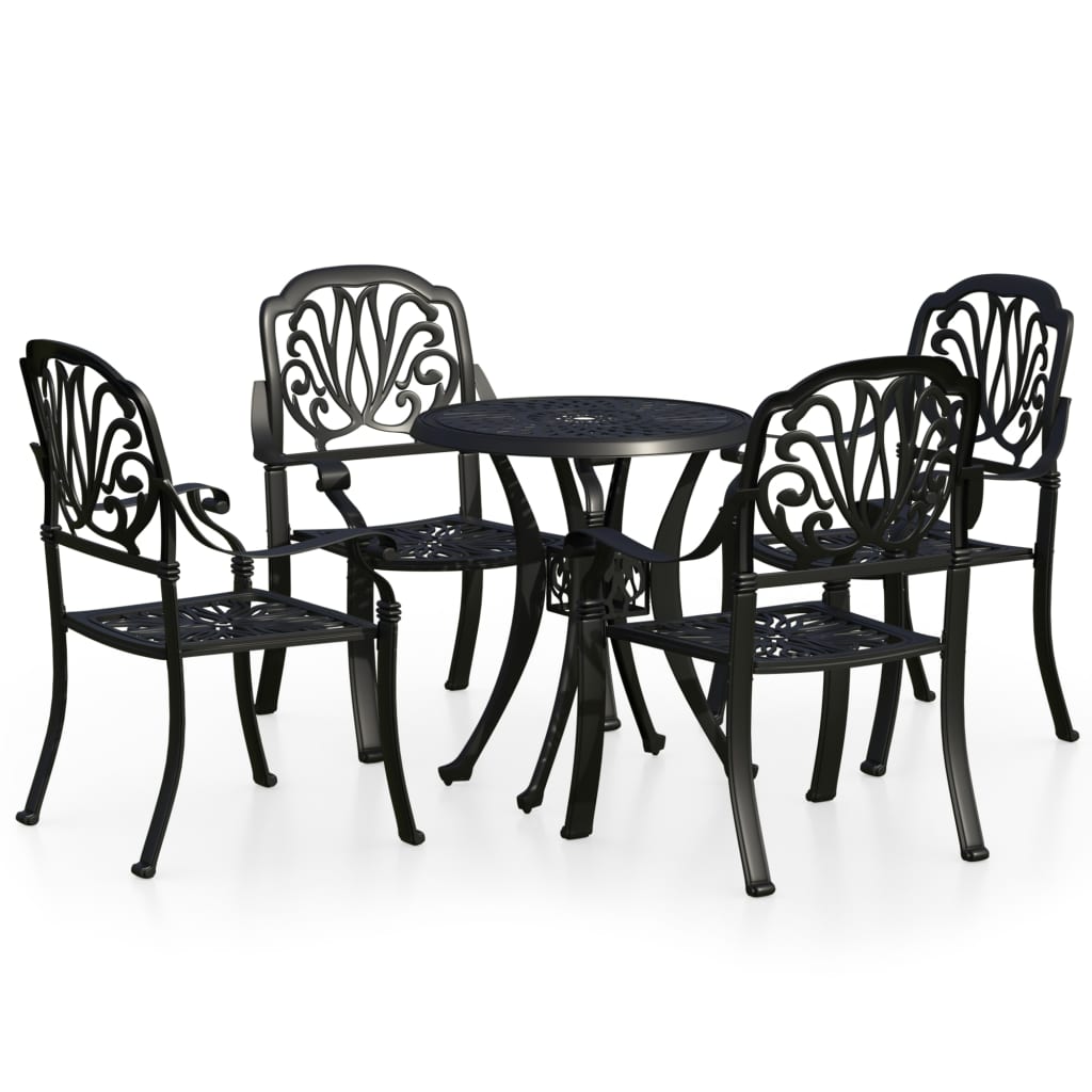 5 Piece Bistro Set Cast Aluminium Black- Outdoor Furniture Sets - HomeShopIreland - Home Shop Ireland - Outdoor Furniture Sets - 5 Piece Bistro Set Cast Aluminium Black