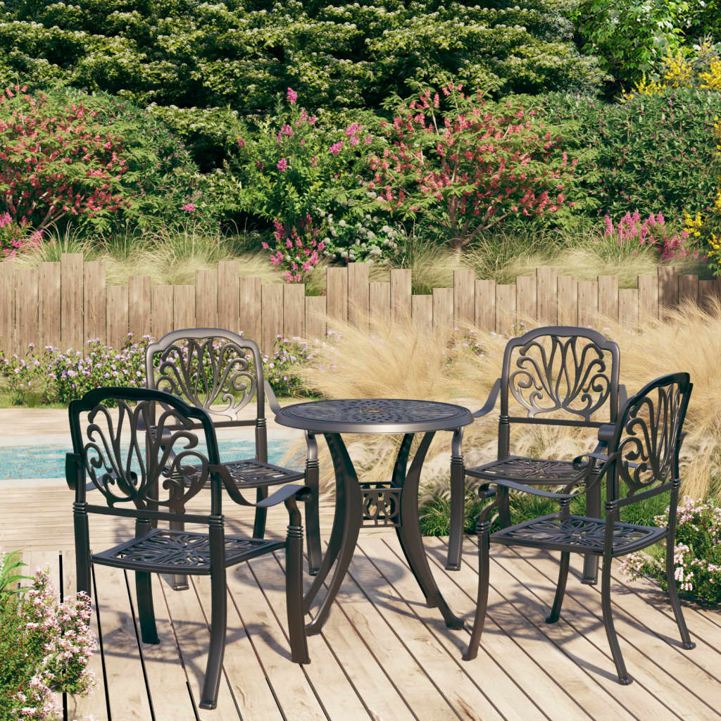 5 Piece Bistro Set Cast Aluminium Black- Outdoor Furniture Sets - HomeShopIreland - Home Shop Ireland - Outdoor Furniture Sets - 5 Piece Bistro Set Cast Aluminium Black
