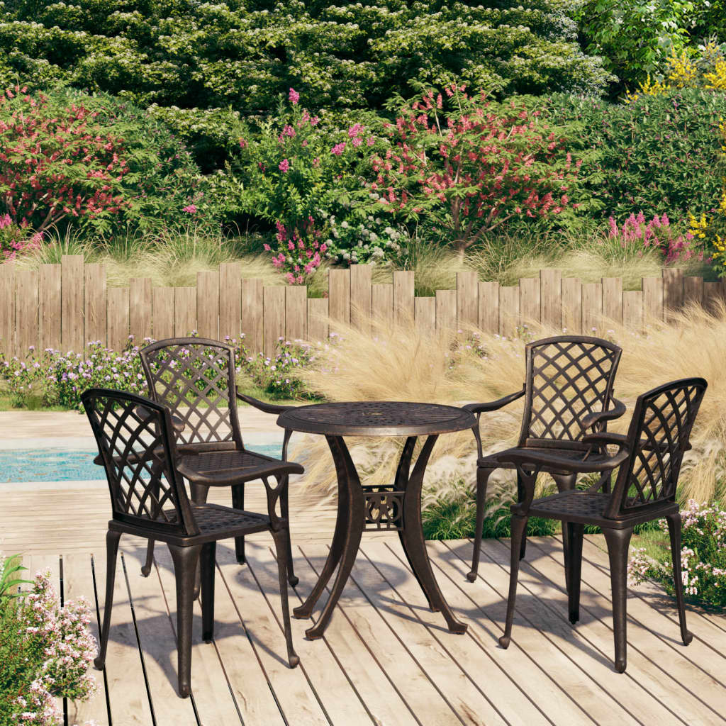 5 Piece Bistro Set Cast Aluminium Bronze- Outdoor Furniture Sets - HomeShopIreland - Home Shop Ireland - Outdoor Furniture Sets - 5 Piece Bistro Set Cast Aluminium Bronze