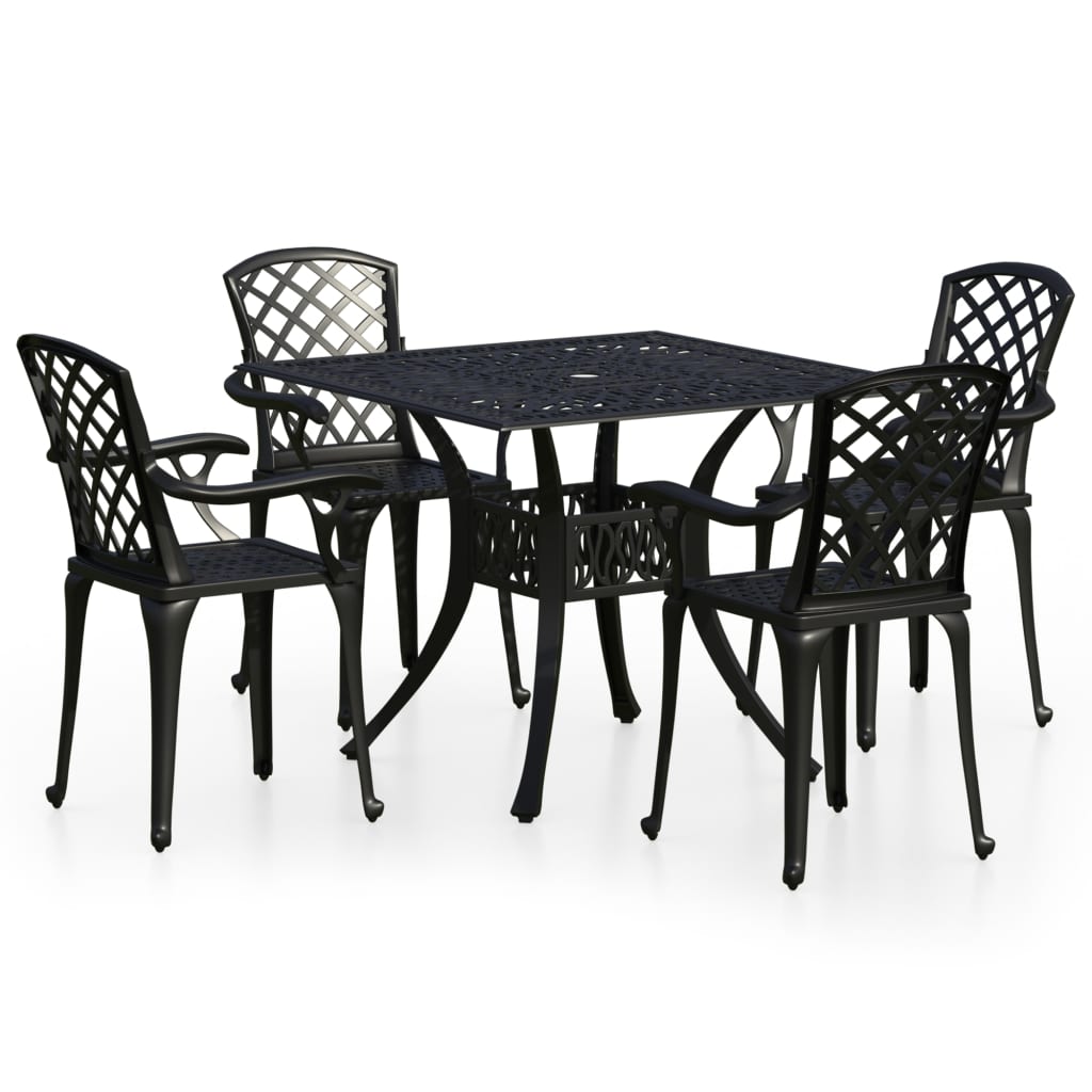 5 Piece Bistro Set Cast Aluminium Black- Outdoor Furniture Sets - HomeShopIreland - Home Shop Ireland - Outdoor Furniture Sets - 5 Piece Bistro Set Cast Aluminium Black