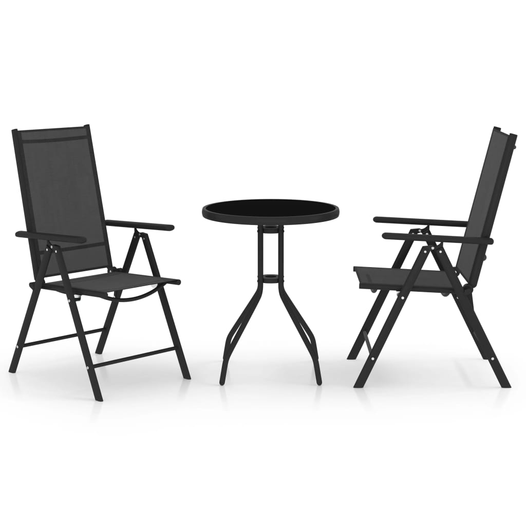 3 Piece Bistro Set Aluminium and Textilene Black- Outdoor Furniture Sets - HomeShopIreland - Home Shop Ireland - Outdoor Furniture Sets - 3 Piece Bistro Set Aluminium and Textilene Black