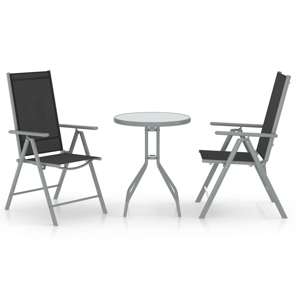 3 Piece Bistro Set Aluminium and Textilene Silver- Outdoor Furniture Sets - HomeShopIreland - Home Shop Ireland - Outdoor Furniture Sets - 3 Piece Bistro Set Aluminium and Textilene Silver