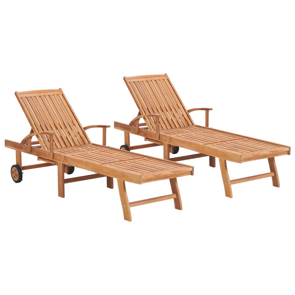 Sun Loungers 2 pcs Solid Teak Wood- Sunloungers - HomeShopIreland - Home Shop Ireland - Sunloungers - Sun Loungers 2 pcs Solid Teak Wood