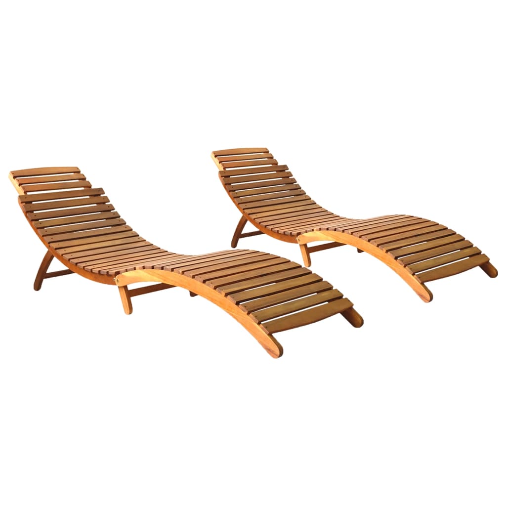 Sun Loungers 2 pcs Solid Acacia Wood- Sunloungers - HomeShopIreland - Home Shop Ireland - Sunloungers - Sun Loungers 2 pcs Solid Acacia Wood